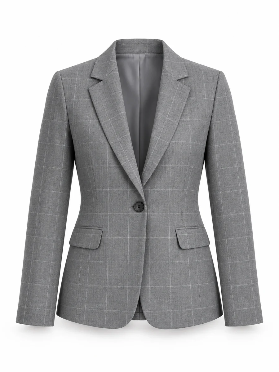 Windowpane check blazer, shown in Grey