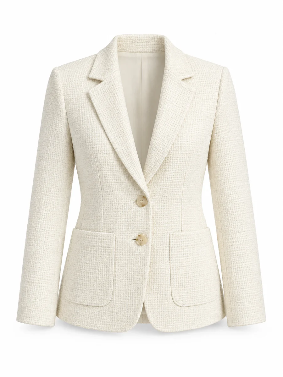 Textured weave blazer, shown in Ivory