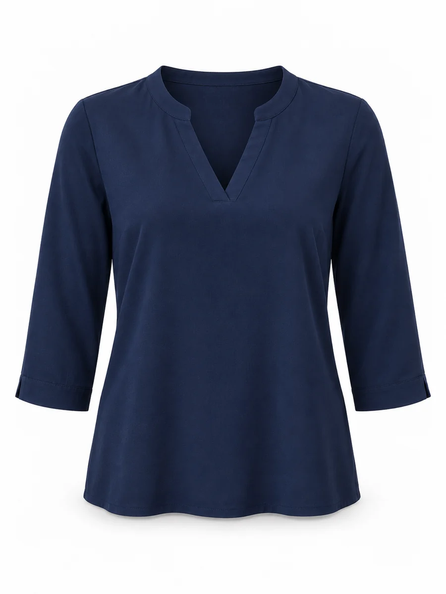 Notch-neck blouse, shown in Navy