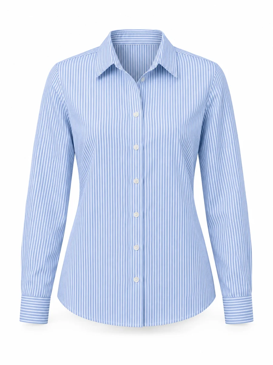 Fine-stripe shirt, shown in Blue And White